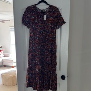 J. Crew Multicolor Floral Midi Dress